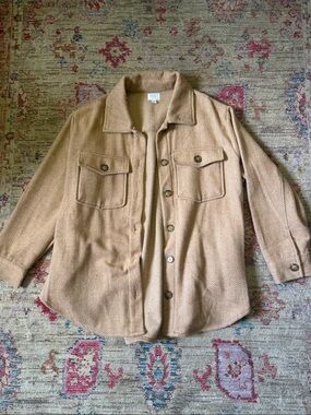 Time and Tru Tan Herringbone Shirt Jacket